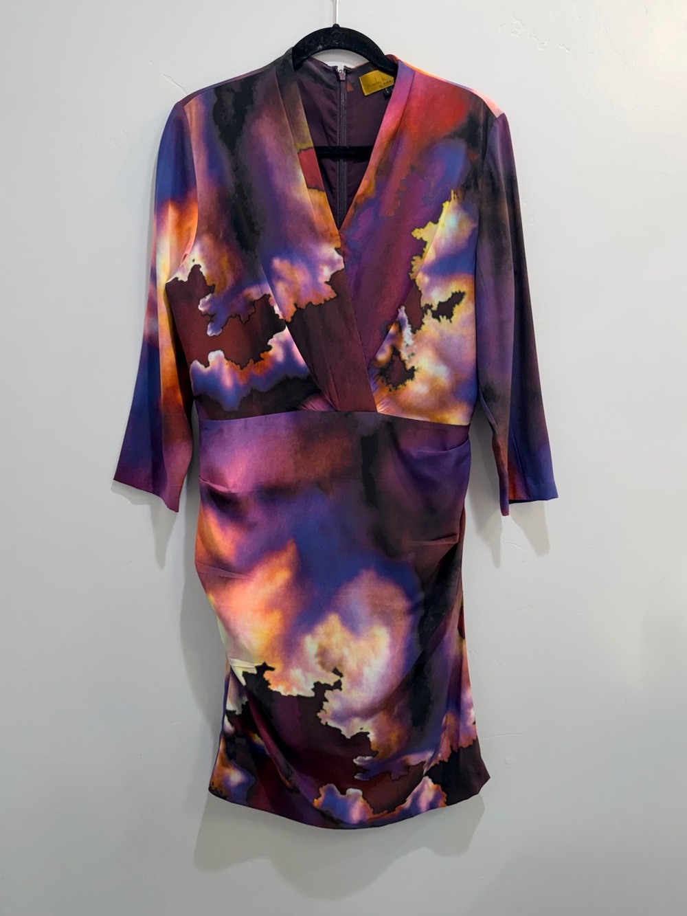 Nicole Miller Gold Label Silk Fall 2011 "Cosmic Cloud" Ruched Dress - Size 12 - Picture 2 of 14